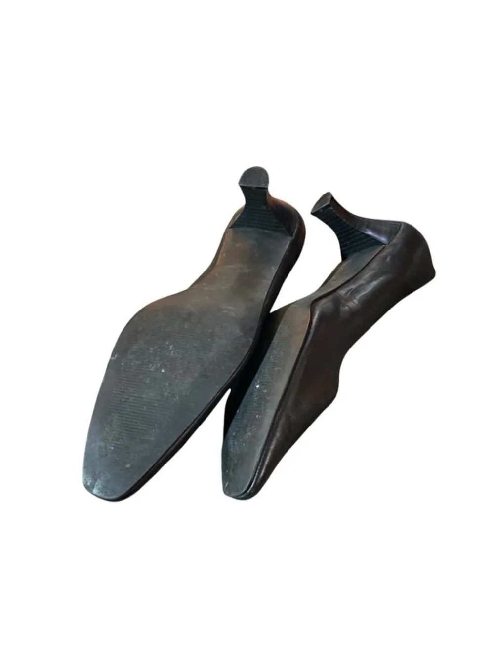 Croft Barrow Black Leather 3" Heels Pump 11M Classic Square Toe Cushioned - Picture 2 of 4